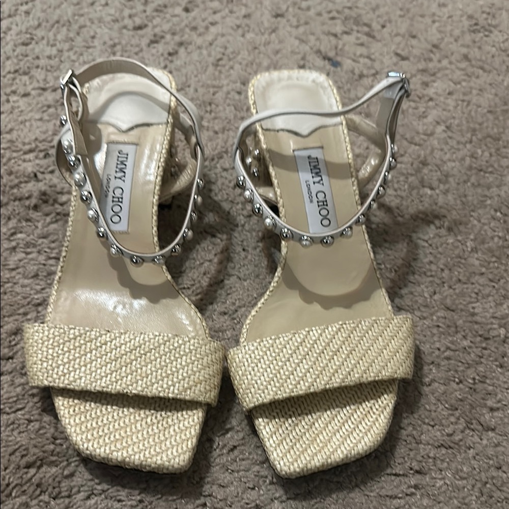 Jimmy Choo Beige Aadra Women's Sandals
